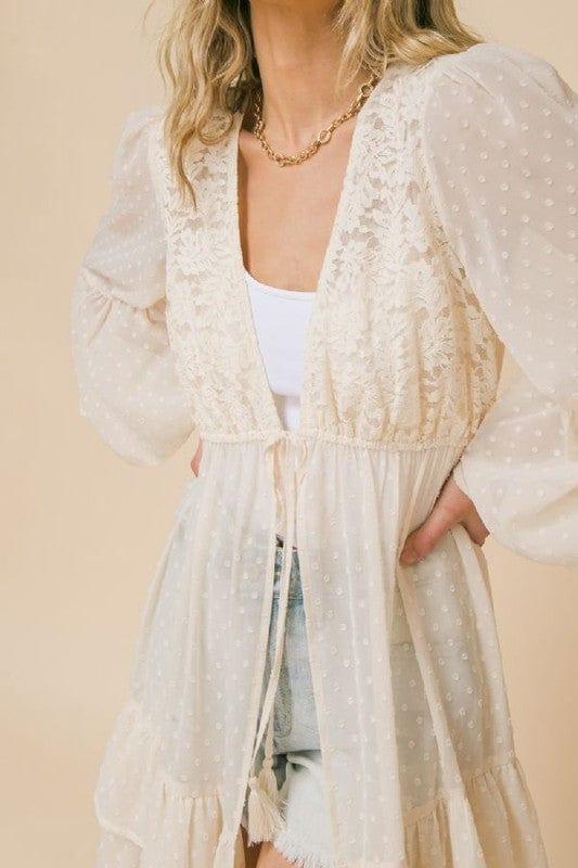 Palm Springs- textured maxi coverup with open front detail - Esme and Elodie