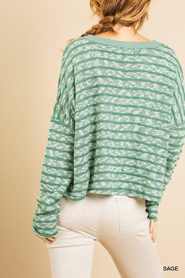 Pesto- womens heathered striped knit cardigan - Esme and Elodie