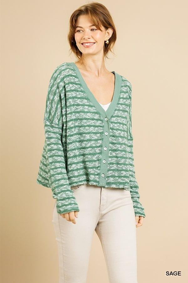 Pesto- womens heathered striped knit cardigan - Esme and Elodie
