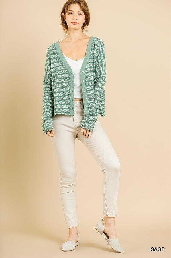 Pesto- womens heathered striped knit cardigan - Esme and Elodie