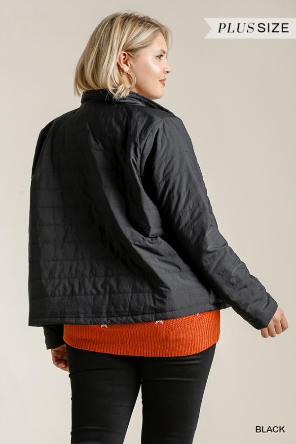 Pitch Black- plus size lightweight puffer jacket - Esme and Elodie