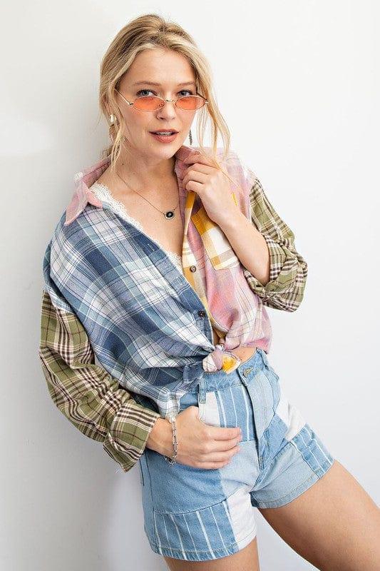 Plaid Mix and Match button down by Easel - Esme and Elodie