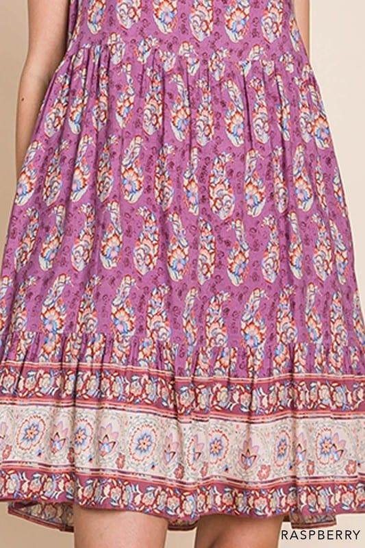 Plum Chutney- womens rayon border print tiered dress - Esme and Elodie
