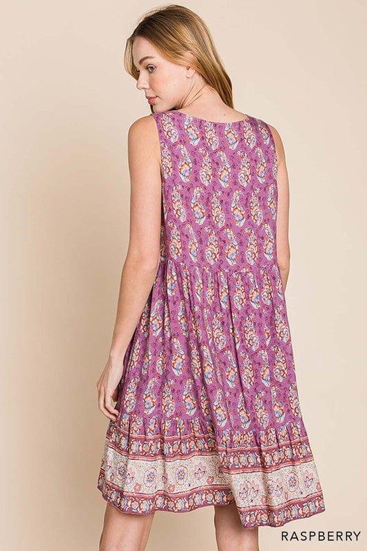 Plum Chutney- womens rayon border print tiered dress - Esme and Elodie