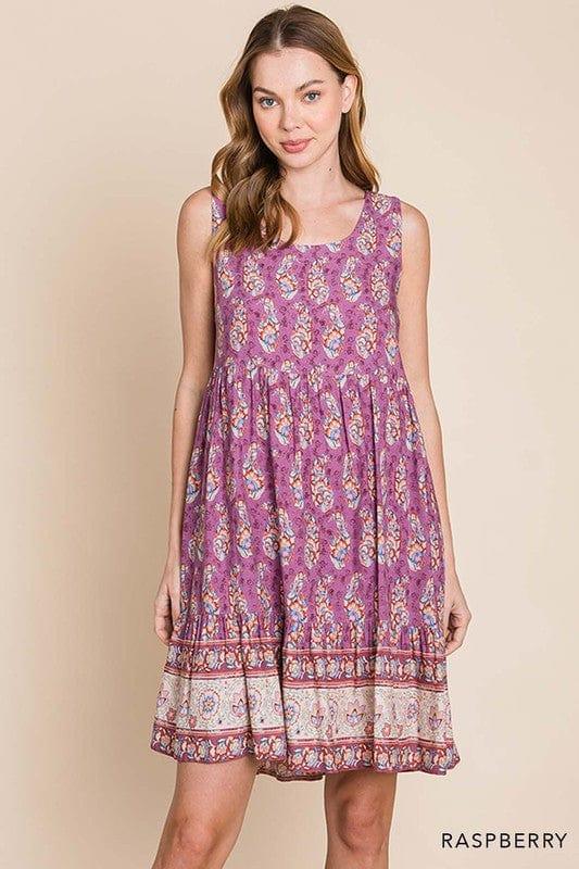Plum Chutney- womens rayon border print tiered dress - Esme and Elodie