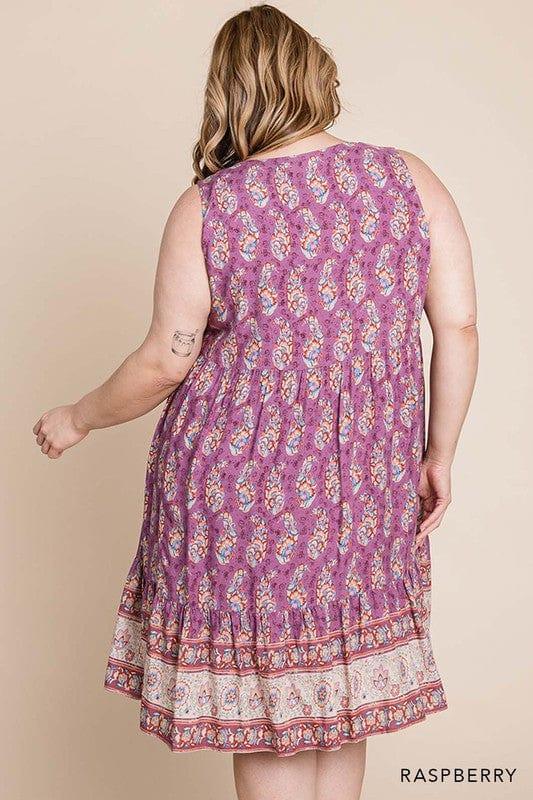 Plum Chutney- womens rayon border print tiered dress - Esme and Elodie