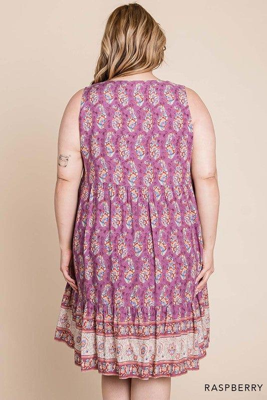Plum Chutney- womens rayon border print tiered dress - Esme and Elodie