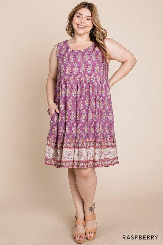 Plum Chutney- womens rayon border print tiered dress - Esme and Elodie