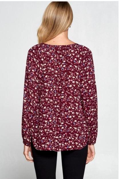 Plum Crazy- women's rayon floral print round hem top - Esme and Elodie
