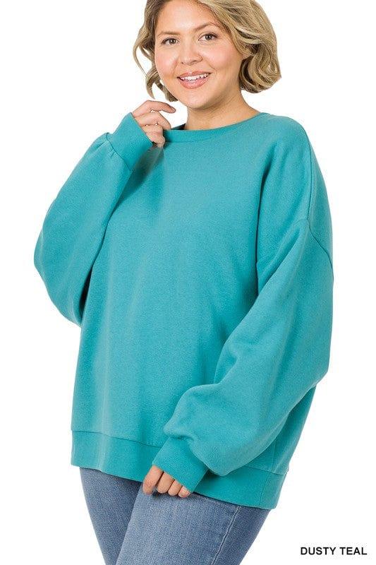 Plus drop shoulder oversized sweatshirt in teal - Esme and Elodie