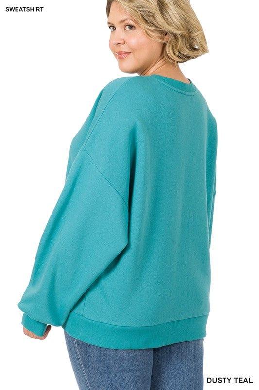 Plus drop shoulder oversized sweatshirt in teal - Esme and Elodie