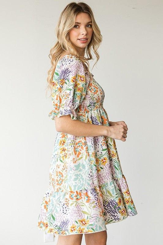 Plus size floral square neck babydoll dress - Esme and Elodie