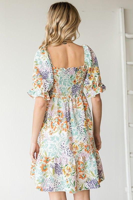 Plus size floral square neck babydoll dress - Esme and Elodie