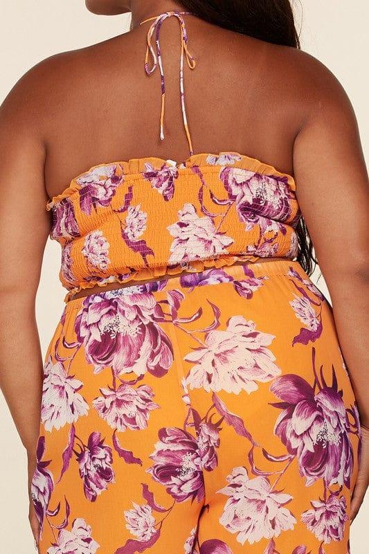 Plus size floral tangerine set - Esme and Elodie