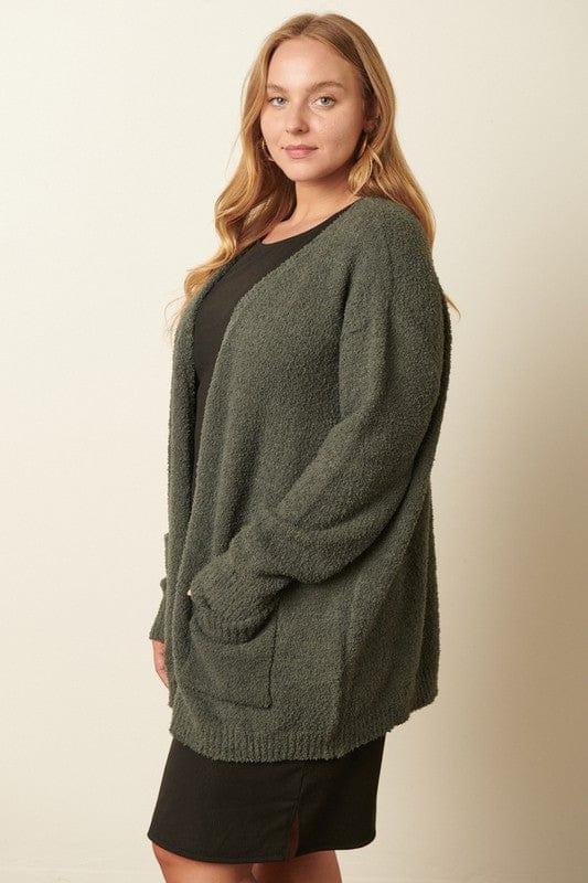 Plus size fuzzy sweater in light hunter - Esme and Elodie