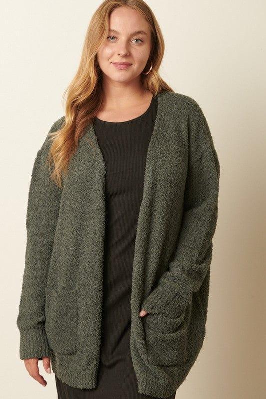 Plus size fuzzy sweater in light hunter - Esme and Elodie