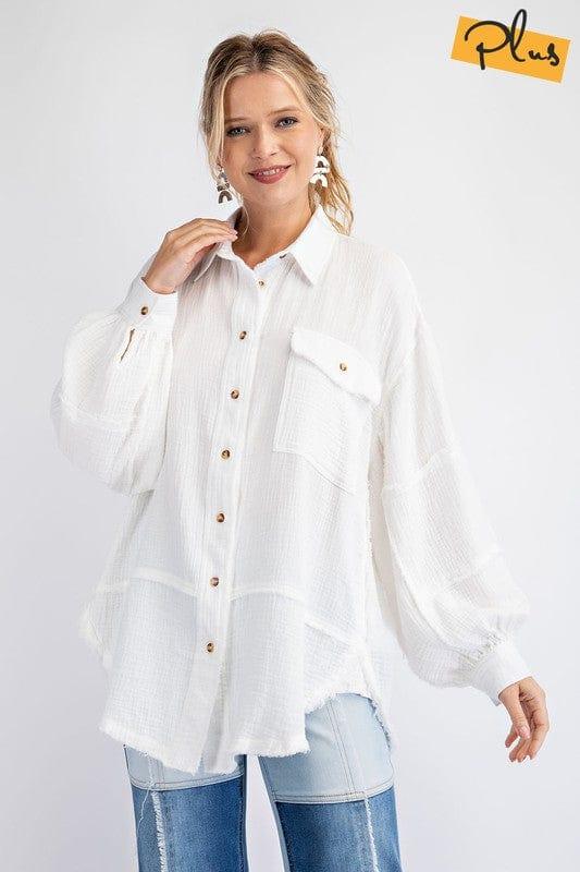 Plus size gauze loose fit shirt - Esme and Elodie