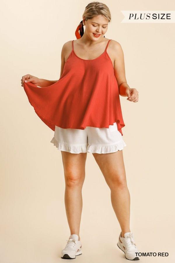 Plus size linen blend tank in tomato - Esme and Elodie