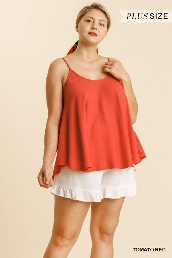 Plus size linen blend tank in tomato - Esme and Elodie