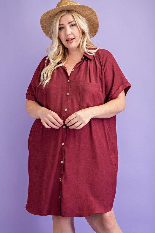 Plus size shirt dress in Wine - Esme and Elodie