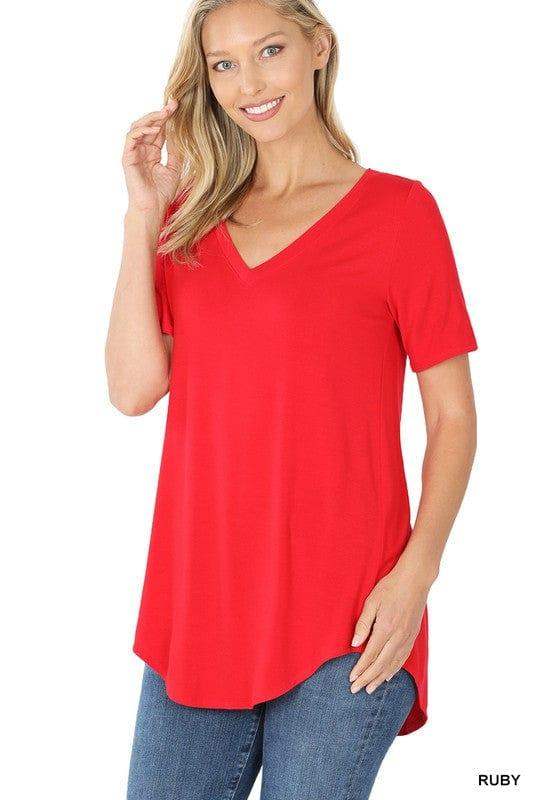 Plus Women's Staple T- best selling V-neck t-shirt- Ruby - Esme and Elodie