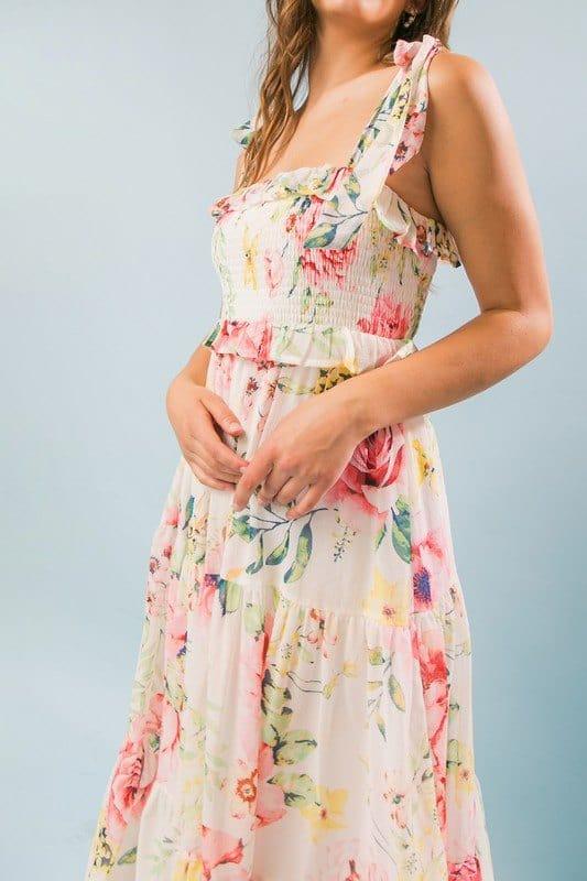 Printed midi dress with smocked bodice - Esme and Elodie