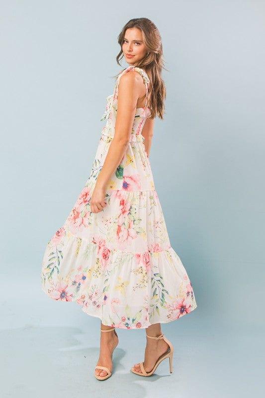 Printed midi dress with smocked bodice - Esme and Elodie