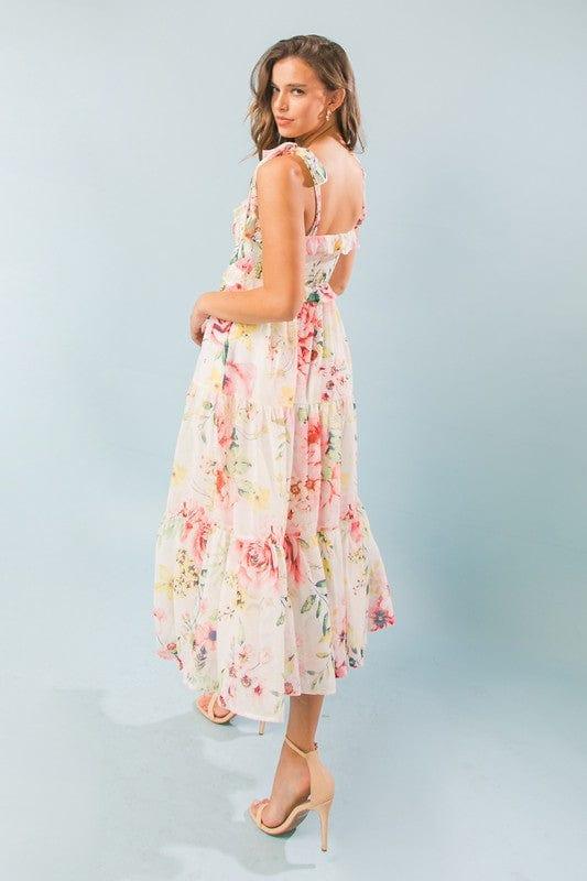 Printed midi dress with smocked bodice - Esme and Elodie