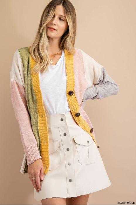Pull me Closer- womens color block cardigan - Esme and Elodie