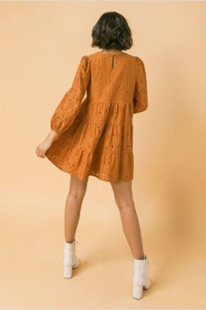 Pumpkin Nice Latte- women's floral lace mini dress - Esme and Elodie