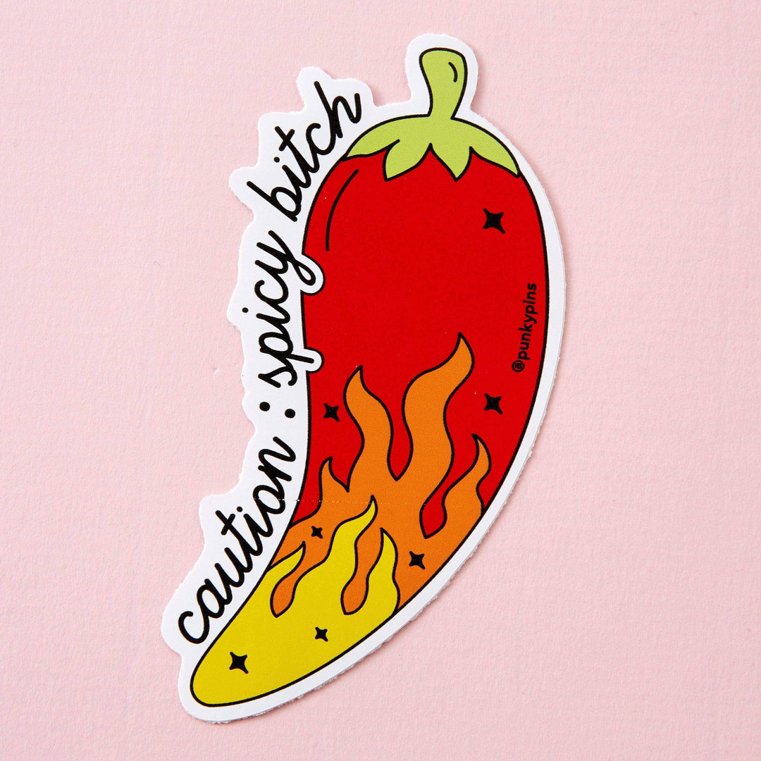 Punky Pins - Caution: Spicy Bitch Vinyl Sticker - Esme and Elodie