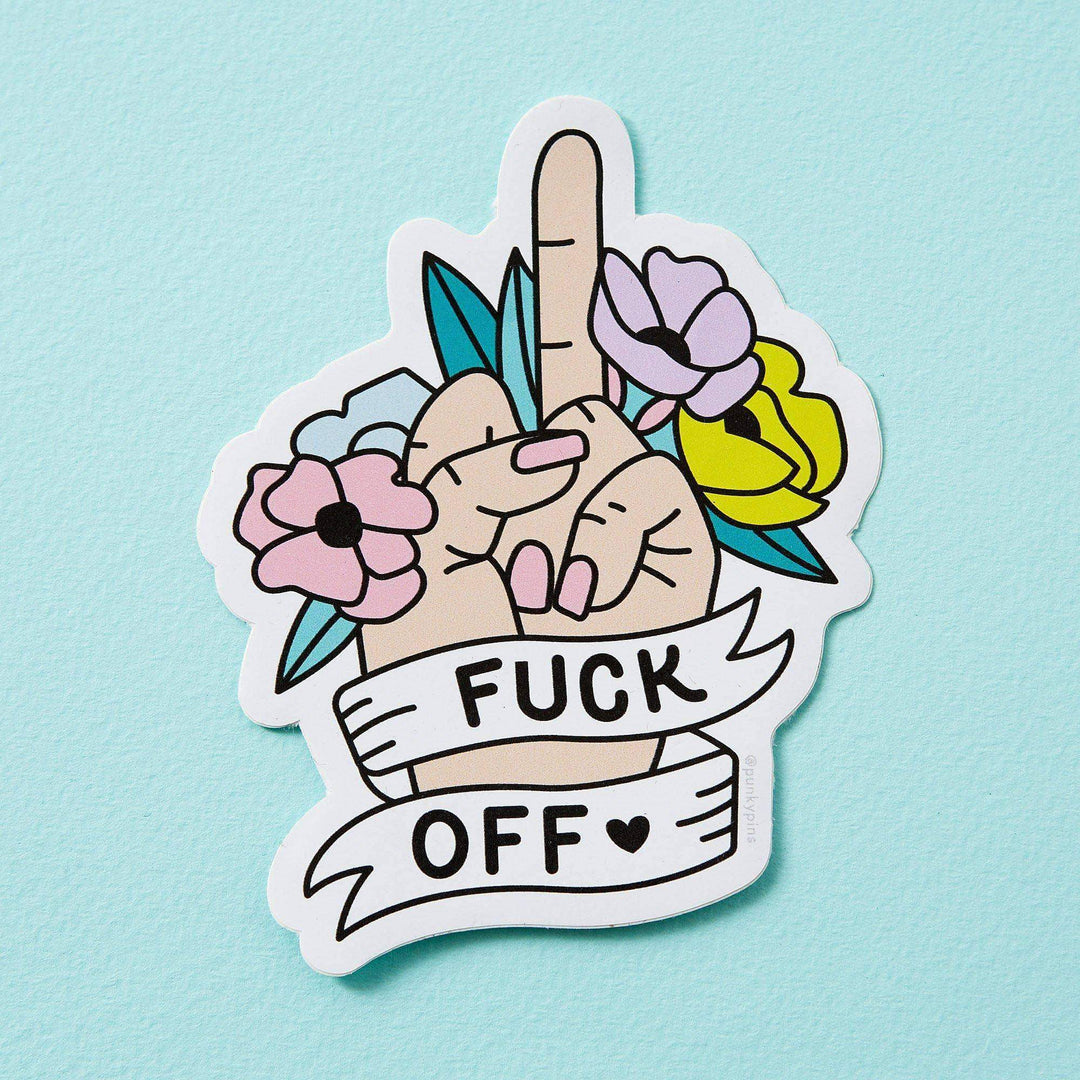 Punky Pins - Fuck Off Floral Vinyl Laptop Sticker - Esme and Elodie