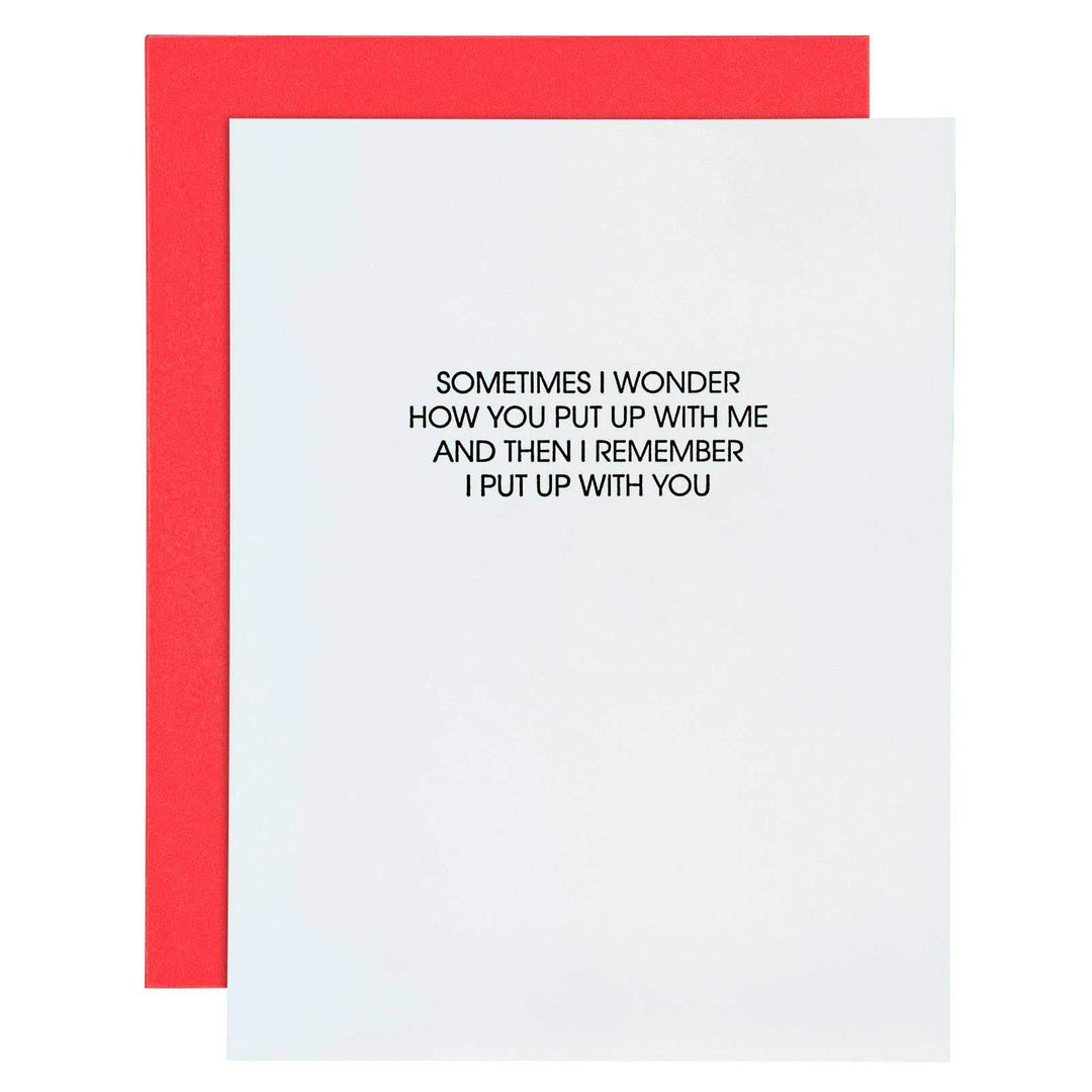 Put Up With Me Letterpress Card - Esme and Elodie
