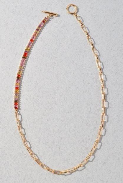 Rainbow Baguette Necklace - Esme and Elodie