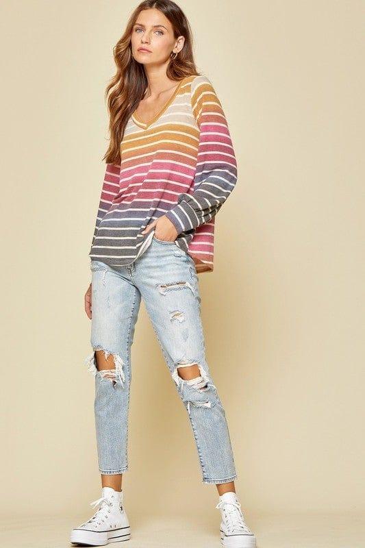 Rainbow Bright- women's striped pull over - Esme and Elodie