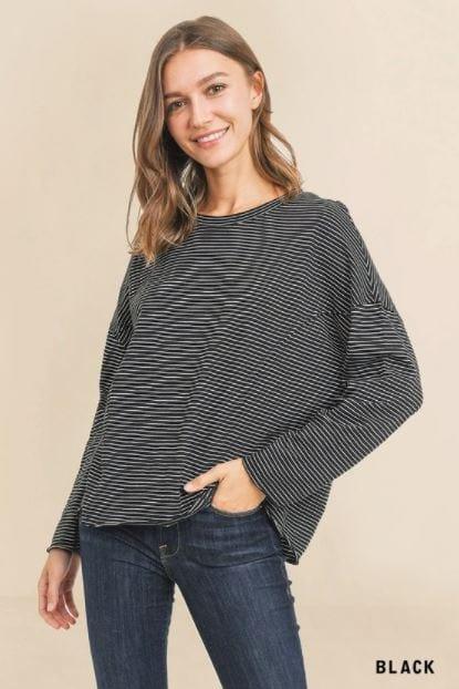 Redondo- womens black and white striped tee - Esme and Elodie