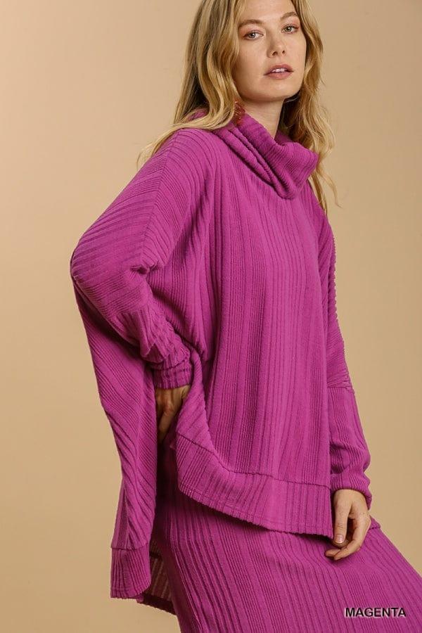 Women's Ribbed knit long sleeve cowl neck - Esme and Elodie