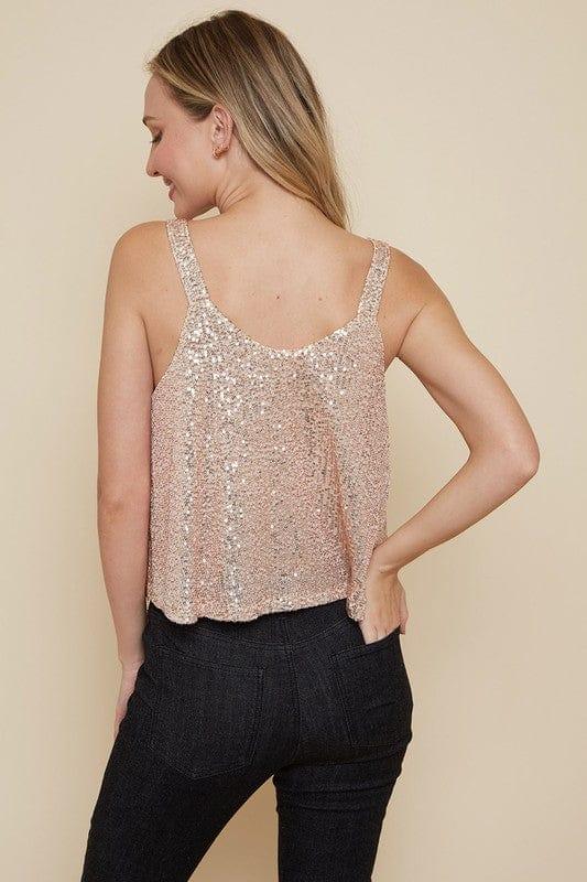 Women's Rose gold sequin flutter tank - Esme and Elodie