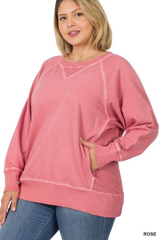 Rose pigment plus sized french terry pullover - Esme and Elodie