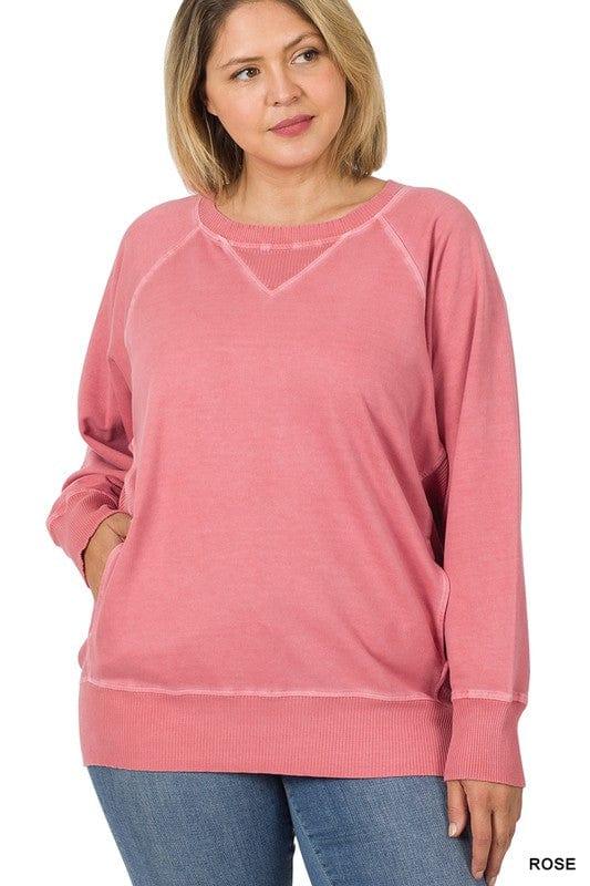 Rose pigment plus sized french terry pullover - Esme and Elodie