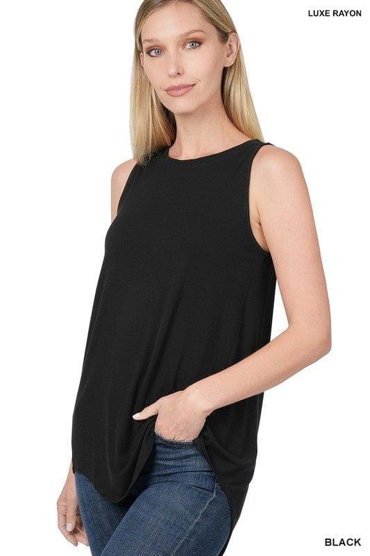 Women's Round Neck Softest Sleeveless Top Black - Esme and Elodie