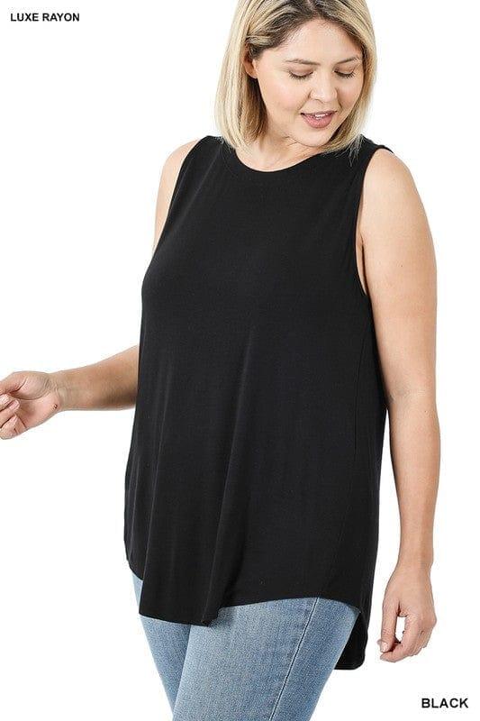 Women's Round Neck Softest Sleeveless Top Black - Esme and Elodie