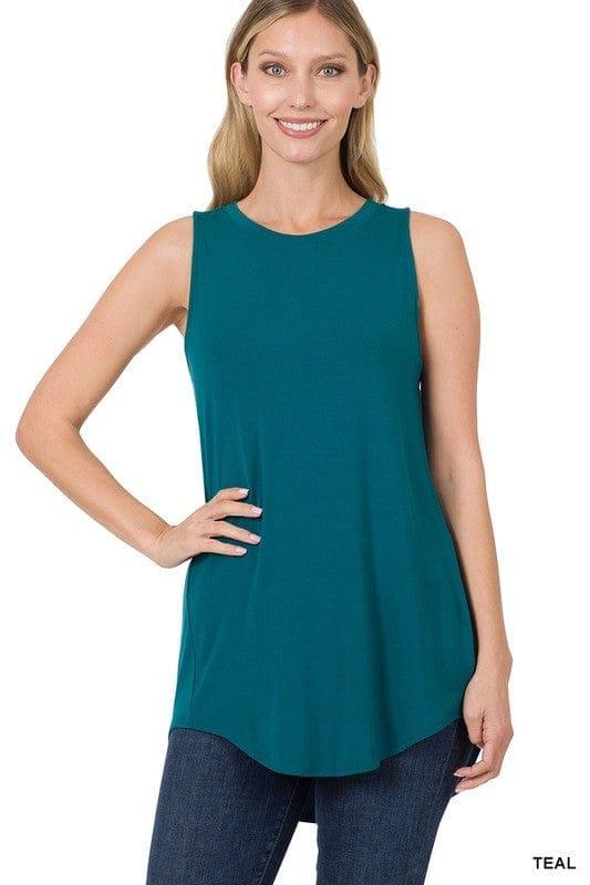 Women's Round Neck Softest Sleeveless Top in Teal - Esme and Elodie
