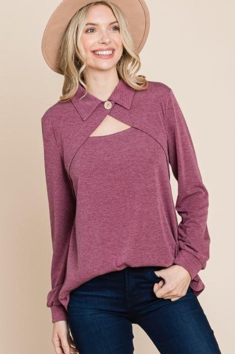 Royalty- plus size keyhole collared top - Esme and Elodie