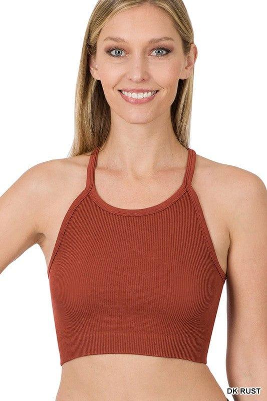Plus Women's Rust high neck ribbed bralette - Esme and Elodie