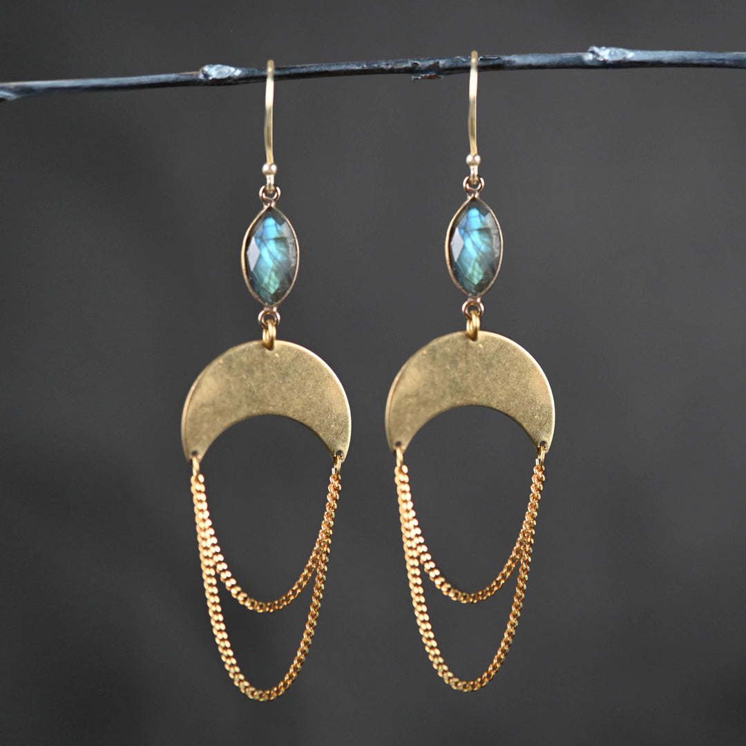 Rutile Brass Balance w/ Semi Precious & Draped Chain - Esme and Elodie
