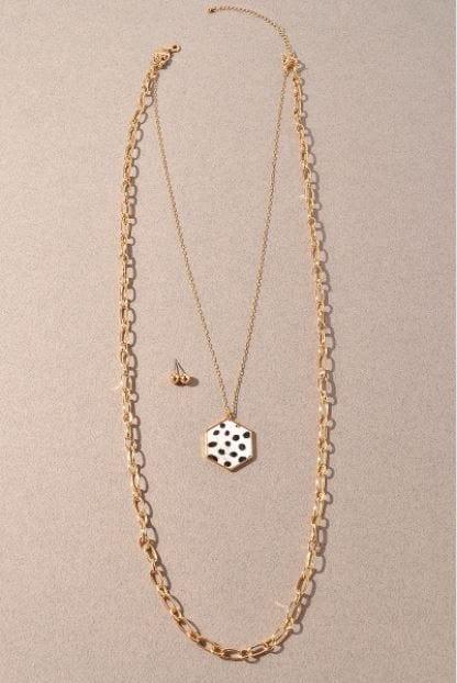 Sass- dalmation print long chain necklace - Esme and Elodie