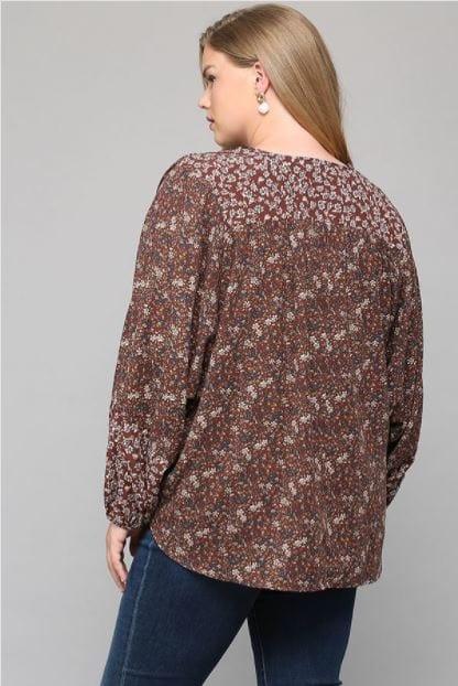 Sauv- Plus size floral print mixed top with dolman sleeves - Esme and Elodie