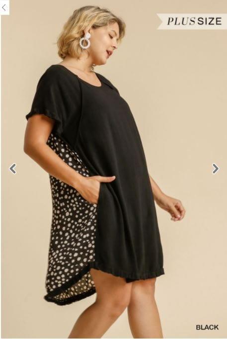 Say No More- linen blend swing dress with dalmatian print back - Esme and Elodie