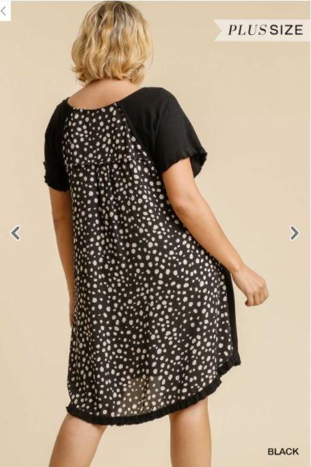 Say No More- linen blend swing dress with dalmatian print back - Esme and Elodie